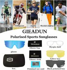 GIEADUN Sports  Cycling Glasses Pink Polarized Glasses Baseball Glasses With 3 Lenses,Fishing,Ski Running Golf - Blue - View 6