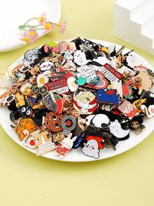 15/30/50/100 件混合风格胸针套装（无重复款式），金属合金别针和徽章，各种工艺品、款式、颜色、图案，包括可爱的卡通人物惊喜设计，数量越多种类越多，用于衣服、包包、鞋子的装饰，非常适合收藏，学生奖励或小礼物学校万圣节万圣节配饰教师节珠宝服装配饰包饰办公室配饰圣诞节 - 彩色 - 查看 6