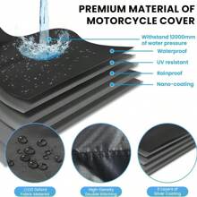 1pc 210D Waterproof Oxford Motorcycle Cover, All-Weather Protection Against Sun, Dust, Snow And UV, With Lock Hole, 7 Reflective Strips, Suitable For Bicycle, Motorcycle, All Seasons