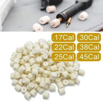 .17Cal 5.56mm ~ 9mm .45Cal 100-Pack Of Perforated Wool Felt Polishing Pads, Rifling Brushes, Barrel Cleaning Tools, Rifling Care, Chamber Cleaning Pads, Cleaning Pellets, Wool Felt Gun Cleaning Pads (For Rifles, Pistols, Shotguns), Gun Cleaning Kits