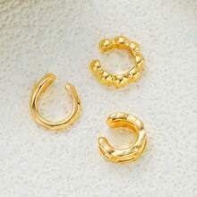 3 piezas Pendientes de clip asimétricos minimalistas de moda, joyas elegantes para uso diario, fiestas y regalos para niñas, amigos, familiares y novias, adecuados para usar todo el año