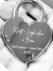 1pc Custom Padlock, Two Hearts Locked In Love, Personal Heart Lock, Wedding Gifts, Anniversary Gift For Boyfriend, Engraved Gift For Boyfriend, Engraved Heart Love Lock With Key