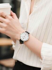 Duolz 1pc Women's Calendar Simplifed Classic Rose Gold Quartz Watch, Daily Life & Holiday Gift, Watch For Women