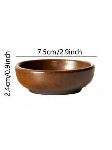 1pc Vintage Ceramic Round Sauce Dish, Hotpot Condiment Bowl, Small Appetizer Dipping Plate, Creative Retro Style, Rustic Pottery, Soy Sauce Vinegar Dish, Home Decor, Kitchenware, Color Matching, Creative Plating, Food Photography, Lifestyle Christmas Gift,School Supplies - Multicolor - View 18