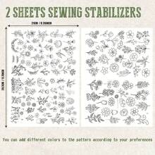 2 张（72 种图案）花卉刺绣贴纸 - 自粘水溶性无纺布，易于剪裁的服装和配饰，黑白花卉图案设计，适合手工缝纫爱好者 - 彩色 - 查看 2