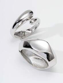 Joias europeias e americanas transfronteiriças - Conjunto de pulseiras assimétricas onduladas e lisas, únicas e versáteis