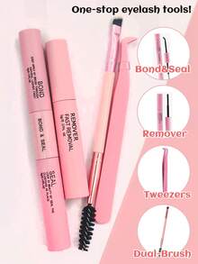 Mikiwi D Curl Individual Lash Clusters Kit 5pcs DIY Lash Cluster Extension Kit With Bond And Seal&Lash Remover&Lash Tweezers&Lash Brush 10/12/14/16mm 0.07D Segmented False Eyelashes Eyelash Extension Kit  For Self Use At Home Extra Thick&Dramatic Faux Mink False Eyelashes Soft&Light, Reusable - Black - View 7