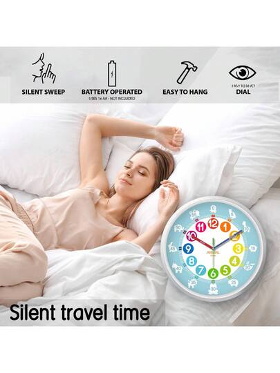 An 10 Inch ful Animal Teaching Klok Battery Powered, 12 Hour Large Digital Learning Telling Time, Multi Modeling Zoning Easy Silent Clock, Living Room, Bedroom, Children's Playground, Classroom ation, Holiday (No Battery) Home Back To School Supplies view 7