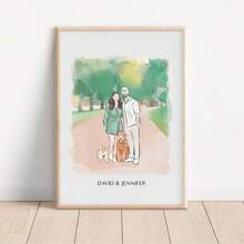 Retrato personalizado en acuarela, retrato familiar a partir de una foto, ilustración personalizada de pareja, pintura en acuarela, regalo de aniversario, regalo de compromiso