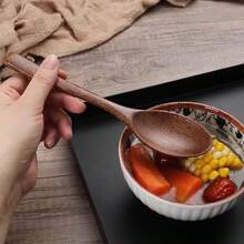 木勺套装饭勺蜂蜜搅拌器鸡翅木免漆免蜡厨房用具配件甜品勺、学习用品 - 摩卡棕 - 查看 2