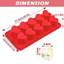 1/2 Stampi in silicone a forma di cuore per cubetti di ghiaccio, 10 cavità per facile estrazione, adatti per uso domestico, colore rosa o rosso, stampi per cubetti di ghiaccio, stampi per budini, possono produrre 10 cubetti di ghiaccio alla volta, ideali per estate, cocktail, succhi di frutta, bevande, feste.