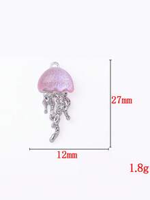 5pcs Liquid Jellyfish Alloy Pendant, Suitable For Unisex Hip-Hop Style Bracelets, Earrings, Necklaces, Bags, Keychains Decoration - Gold Bottom - View 5