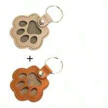 Cute Dog Paw Keychain, Cartoon Pet Hair Storage Leather Case Portable Pet Hair Memorial Keychain Pendant