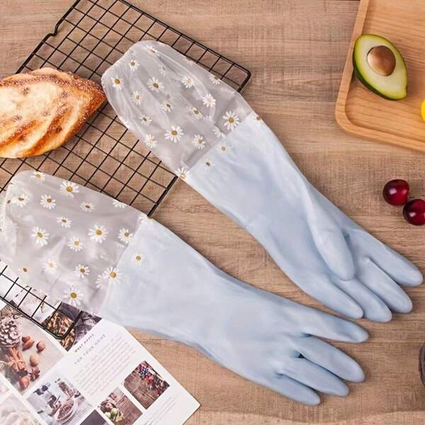 1 Pair Of Dishwashing Gloves, Household Gloves, Rubber Gloves, Random Colors