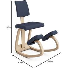 Varier Variable Plus-Iconic Kneeling Chair  Cushioned Backrt Wood  100%  Polyter Fabric, NaturalBlue, One Size - Bildfarbe - View 2