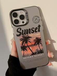 1 Stück Handy Hülle mit schwarzem Rahmen und Palmenbaum Original Design, hochwertige harte Ausführung, kompatibel mit Apple/Honor Handy, Sommer