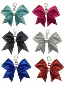Personalisierter, bunter Cheerleader Schlüsselanhänger mit Kristalldekor - leuchtend rote, schwarze, lila, grüne, pink, blaue und orange Stoffschleife, Sport-thematischer Anhänger für Rucksäcke und Schlüssel, Cheerleader Accessoires | Cheerleader Accessoires | Schlüsselanhänger, süßer Schlüsselanhänger Zubehör perfekt für Schule und Sportveranstaltungen, für Senioren, Baseball, Football Ermutigungsgeschenk