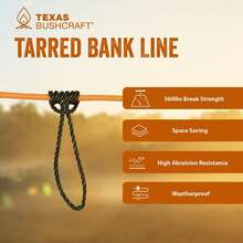 Texas Bushcraft Tarred Bank Line Twine - #36 Black Nylon String For Fishing, Camping And Outdoor Survival – Strong, Weather Resistant Bankline Cordage For Trotline - Braided - View 4