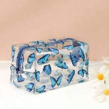 1 Peça Bolsa de Toucador de Viagem Transparente e À Prova d'Água, Necessaire de Maquiagem Reutilizável e Lavável, Estojo de Lápis, Conveniente para Armazenar Itens Essenciais de Viagem, Pequeno Presente Fofo Adequado para Aniversário, Casamento, Festa, Natal, Halloween, Ação de Graças, Carnaval, Formatura, Volta às Aulas, Materiais Escolares, Estojo de Lápis, Bolsa de Lápis, Mochila, Papelaria - borboleta azul - Visão 12