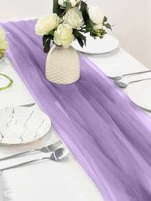1 件/2 件 2 米纯色浅紫色纱桌旗，雪纺拱门婚礼拱门布桌布，生日派对桌布装饰，情人节背景装饰，涤纶浪漫婚礼派对桌饰