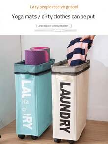 1pc Rolling Laundry Basket With Dustproof Net, Waterproof Fabric Laundry Basket For Washing - View 6