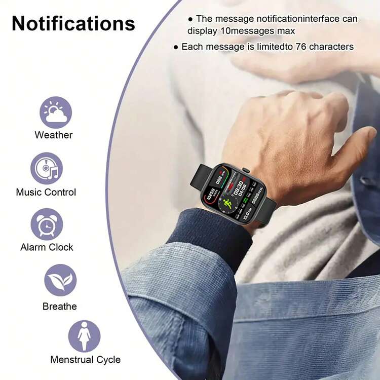 Nuevo reloj inteligente de silicona con pantalla táctil Full Touch de 2.01 pulgadas, rastreador de fitness deportivo unisex con talla grande de 100 modos de entrenamiento, llamadas inalámbricas, cámara remota, control de música, reloj y clima - excelente regalo para hombres, mujeres, amigos, parejas y familia - Negro - Añade 10