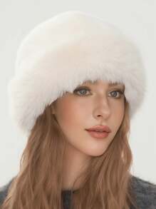 1 pieza/2 piezas, Sombrero de cubo de felpa para mujer en invierno, Sombrero grueso y de moda para mujer, Gorro cálido de invierno, Se puede combinar con abrigo de lana, Ropa de invierno, Atuendos de invierno