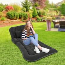 Inflatable Mattress 68.5 X 49.61 In, Capacity 551.16 Lbs, Quick Inflation With Pump, Foldable For Travel, Ergonomic Design With Two Headrests. Ideal For Car, Camping, Or As A Travel Guest Bed. Double Compartment For 1 Or 2 People (Beige/Black/Gray) - Black - View 8