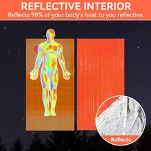 Esky Emergency Sleeping Bag, Portable Emergency Blanket Thermal Bivy Sack, Waterproof Lightweight Survival Gear With Compass For Camping Hiking Outdoor Adventure - Orange - View 3