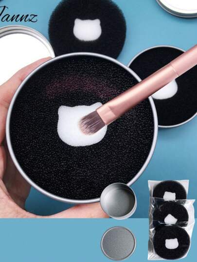 Esponja de limpieza de brochas de maquillaje, específicamente para brochas de sombras de ojos, suave y no daña las cerdas, elimina el polvo instantáneamente sin esperar, herramienta portátil de limpieza de brochas de maquillaje para retoques, esponja de limpieza en seco de brochas de maquillaje, herramienta de limpieza suave para brochas de sombras de ojos, mágica para eliminar el polvo sin dañar las cerdas, accesorio de limpieza portátil para retoques, pequeño y portátil, adecuado para viajes y bolsas de maquillaje.