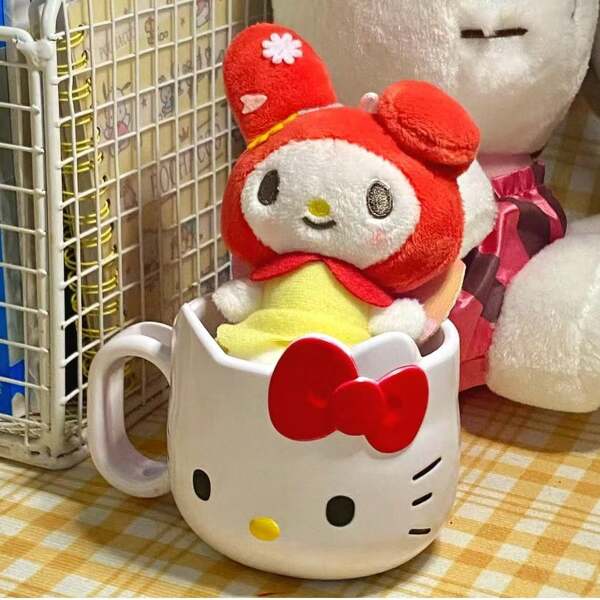 Sanrio Sanrio Helo Kity Plastic Cup, Cute Cartoon Mouthwash Cup, Kawai Totbrush Handle Cup, Portable Coffee Milk Cup, Outdoor Coffee Cup, Couple Toothbrush Cup, Creative Kitty Handle Mouthwash Cup