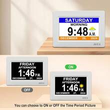 Nuevo reloj despertador digital con calendario - Relojes para personas con demencia, discapacidad visual, ancianos y problemas de memoria, reloj no abreviado con fecha y día (7 pulgadas) - 7" Blanco - Ver 8