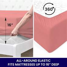 6-Piece Luxurious Super-Soft Bedsheet Set With Deep Pockets -  Friendly, Breathable, Wrinkle Free, Machine Washable - 淺粉紅色 - 查看 6
