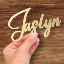 Encanto de acrílico personalizado para pastel, encanto de pastel, encanto de pastel de cumpleaños, placa de lugar con nombre, tarjetas de lugar con nombres, encanto de pastel dorado, encanto de pastel personalizado, placa de pastel de espejo de acrílico personalizado, adorno para pastel con nombre, encanto, encanto con nombre para pastel, tarjetas de lugar de boda
