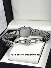 Pablo Raez 1pc Original Charming Ladies Watch Stainless Steel Silver Jewelry Wristwatches Non Tarnish Color Vintage Top Level AAA High Quality Women Wristwatch Luxury Dress Clock Roman Numeral Elegant Brand New Hours Rectangle Gorgeous Design Quartz Watch Fashionable White Face Female Popular Square Wristwatch - White - View 11