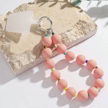 1pc New Macaroon Color Acrylic Bead Lanyard Wrist Strap, Short Wrist Strap Phone Hanging Rope Shockproof Wristlet For Phone Case