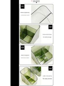 1pc Elegant Cosmetic Storage Box - Lightweight Plastic Desktop Storage Box With Compartments For Skincare, Lipstick And Jewelry/High-End Makeup Brush Storage Box Lipstick Acrylic Skincare Desktop Dressing Table Desktop Pen Holder Box Storage Rack (Different Batches Do Not Affect The Use And Appearance) Bathroom Accessories Bathroom Organizer Back To School