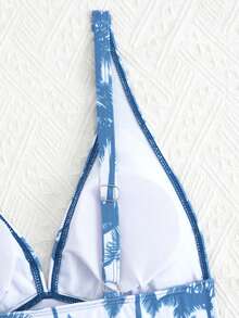 Summer 2pcs Tankini Swimsuit Set - Floral Print Sexy Tankini Spaghetti Strap Adjustable Control Belly, Beach Vacation Casual High Waisted Triangle Bottoms - Multicolor - View 5