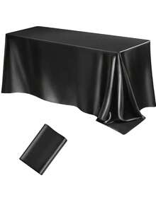 1 pièce Nappe en satin 147*259 cm Nappe rectangulaire Tissu doux en soie Nappe de fête Tissé Convient pour la fête, le dîner de vacances, le banquet de mariage Décoration de table à manger (Plusieurs tailles et couleurs) - Noir - Voir 17