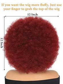 Afro Wig 14Inch And 8Inch Afro Wigs For Women 70s Afro Kinky Curly Wig Bouncy Huge Fluffy Puff Wigs Synthetic Hair For Cosplay Daily And Party - 酒紅色 - 查看 6