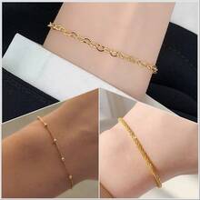 Kit Of 3 Women's Bracelets With Heart, Ball And Popcorn. 925 Silver Plated, 18K Gold - 金色 - 查看 2