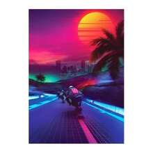 1 件复古合成波抽象卡通帆布艺术海报精美墙面装饰印刷品客厅咖啡馆酒吧可选画框 - 彩色 - 查看 33