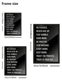 1 Stück, optionaler Rahmen, inspirierendes, motivierendes Wandkunstplakat - positive Zitate für Büro, Fitnessstudio, Dekor für Zuhause - Aufmunterungsgeschenke - positive Sprüche für Wanddekoration - Unternehmer Wandkunstbild