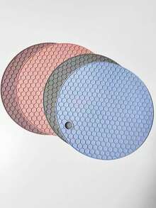 10-1pc Honeycomb Silicone Placemats, Non-Slip Pad, Pot Holder, Table Mat, Heat Insulation Pad, Multi-Function Round Heat-Resistant Silicone Coasters, Cup Mats, Pot Stands, Table Mats, Restaurant Accessories, Picnic Blanket - Multicolor - View 9