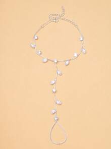 优雅性感 1 件可调节叶子锆石脚链，夏季海滩趾环脚链，适合女士，适合游泳派对、T 台表演和送礼 - 銀色 - 查看 3