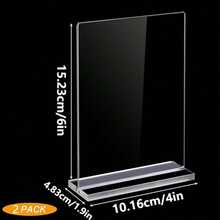 1PC/2PC 亚克力标牌架，双面标牌架，8.5 X 11 立式塑料标牌架，桌面纸架，垂直菜单传单架，5 X 7 T 形桌面传单架垂直双面展示架 - 均碼 - 查看 10