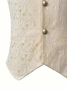 Medieval Style Men Vintage Sleeveless Vest, Halloween Costume - Beige - View 5