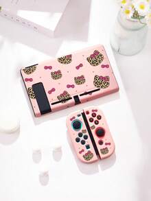 1pc Leopard Print Cat Eye Bow Design Protective Case, Compatible With Switch 2 (2025), For Switch NS/Switch OLED/Lite, Suitable For Switch 2 Game Console Accessories, Storage Bag, Switch Protective Case, Romantic Gift For Switch Players - Pink - View 2