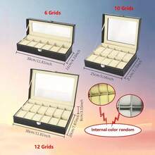 Quadratische Uhrenbox mit 6/10/12 Fächern, Samtfutter, Klappdeckel aus PU-Leder, schwarze Aufbewahrungsbox für mechanische Uhren, Schmuckkästchen, exklusive Herrenbox, multifunktionale Uhrenbox für Damen und Herren, geeignet für mechanische Uhren, Quarzuhren und Kinderuhren; auch zur staubdichten Aufbewahrung von Schmuck und Brillen geeignet. Großzügiges Fassungsvermögen für Sammlung und Präsentation. - Verschiedenfarbig - Übersicht 13