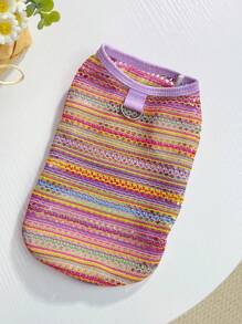 1 pièce Gilet style boho léger et mignon pour petit chien de compagnie, tenue décontractée respirante d'intérieur convenant aux petits chats et chiens